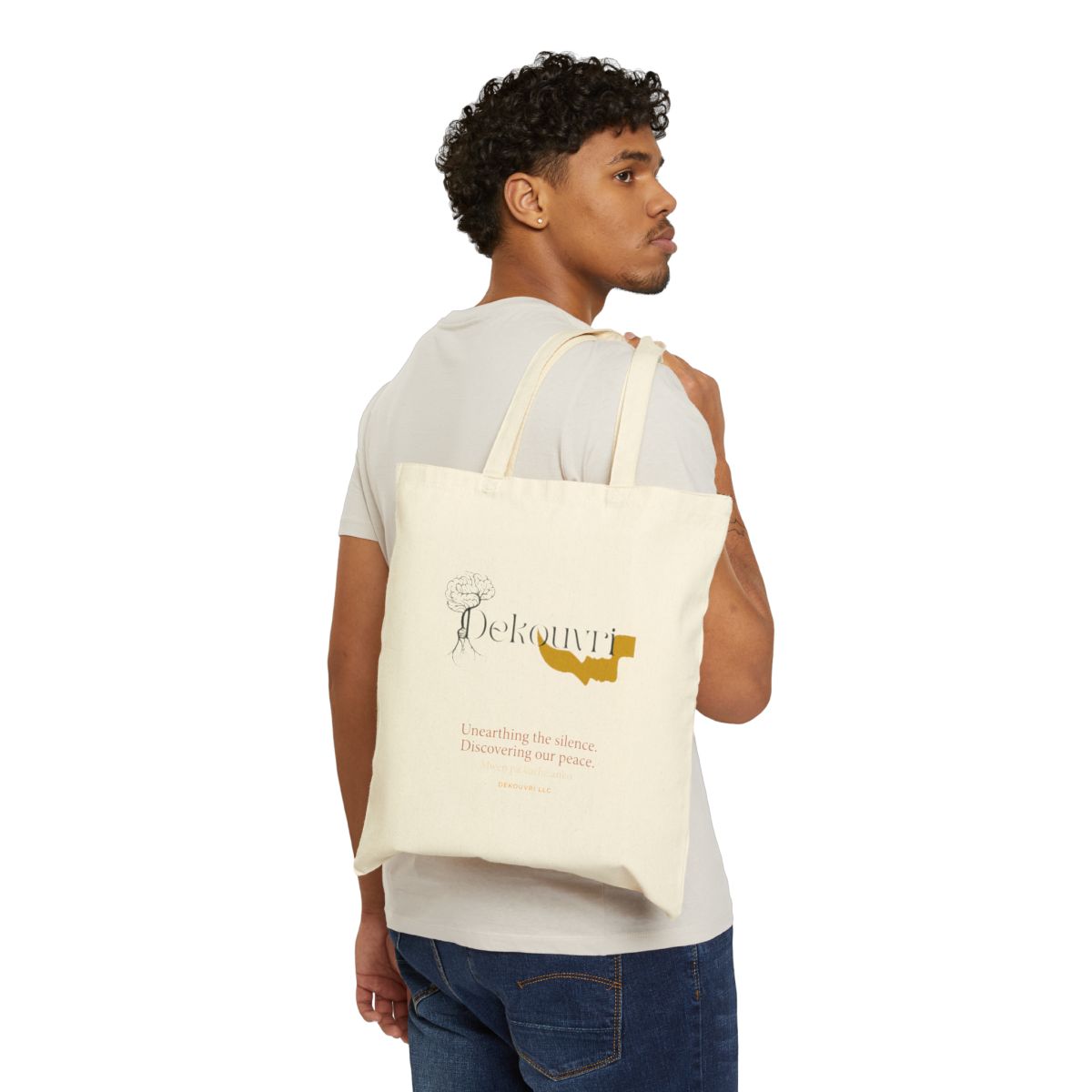 MindRoots Heritage Tote worn over shoulder